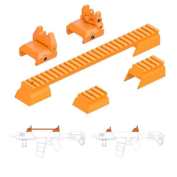 FXT WORKS Accessories Compatible with SRB400, SRB400-SUB Water Bead Blaster Gun, Accessories Only (Tactical Mount + Sight Set, Orange)