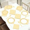 96Pcs Yellow Gingham Party Supplies Yellow Plaid Bachelorette Paper Plates and Napkins Yellow and White Gingham Birthday Party Decorations Tableware Set Plaid Party Favors Baby Shower for 24 Guests