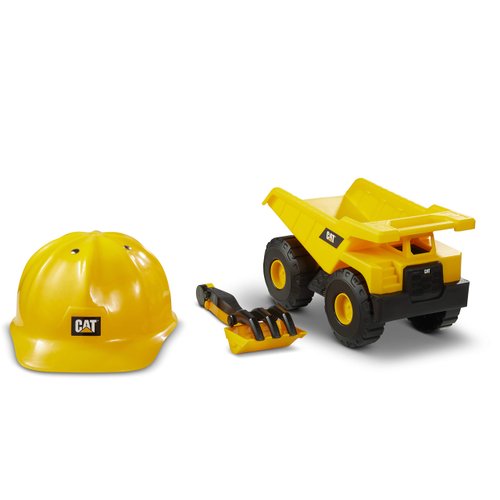 CAT Construction Toys, Dump Truck Set with CAT Hard Hat and Sand Tools, Outdoor Toys for Kids Ages 3+