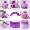 Wudygirl 100pcs Sheer Organza Bag 4X6 with Drawstring Jewelry Pouches Bags for Party Wedding Favor Candy Seashell Gift Bags (Purple 4x6)