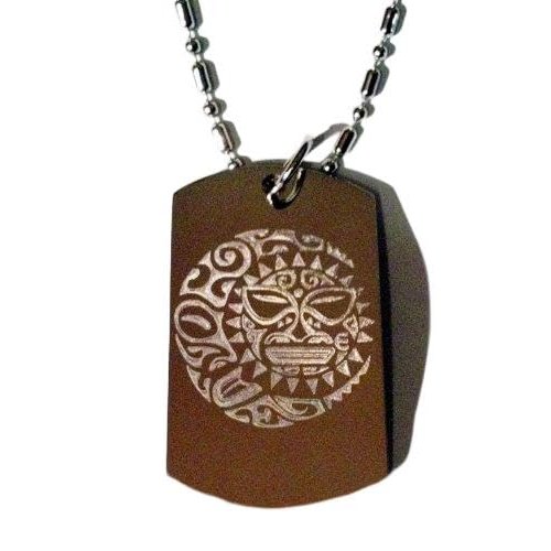 SUN Moon Star Celestial Celtic Tribal Tattoo Logo Symbols - Military Dog Tag Luggage Tag Key Chain Metal Chain Necklace