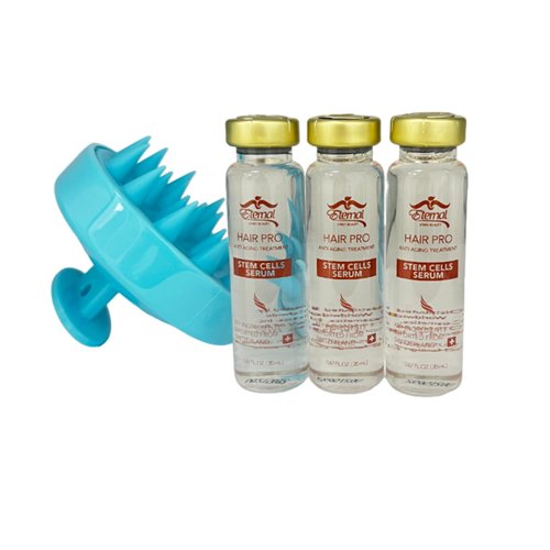 Eternal Hair Pro Swiss Stem Cells Serum - 0.67 fl oz/each - Pack of 3. Free Scalp Massager Shampoo Brush