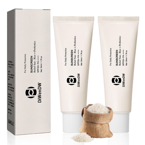 2PCS Rice Probiotic Sunscreen with SPF 50+ PA++++,Moisturizing Gentle Daily Sunscreen for Face,Mineral Matte Face Sunscreen for All Skin Types,Travel Non-Greasy Sunblock for Body