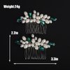 BERYUAN Peacock Green Rhinestone Pearls Wedding Hair Comb Pearls Bridal Wedding Headpiece Dainty Pearls Hair Comb Pearls Hair Side Comb Crystal Wedding Comb for Women Girls(2pcs) (peacock green)