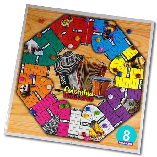 Eco-Parces PARQUES Colombiano 8 y 6 JUGADORES 50x50 Magnetico Parcheesi Board Game Parchis Game Original Juego de Mesa 8 y 6 puestos adultos Colombian Gifts productos Colombianos