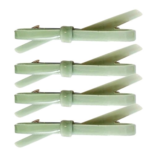 4 Pack Shiny Bow Acrylic French Barrettes Acetate Hair Barrettes for Fine Hair Chic Ponytail Hair Clips for Styling Long Hair (Green)