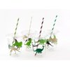 Dinosaur Birthday Cups, Kids Party Supplies, Birthday Favor Cups, Plastic Disposable Cups, Lids and Straws, Set of 12