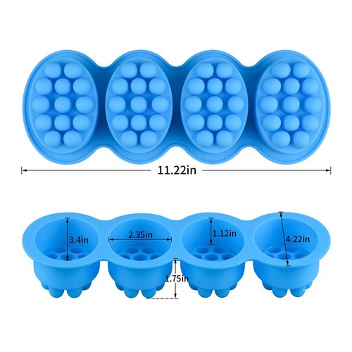 2 Pcs Emfure Massage Silicone Molds for Soaps, 4.5oz Unique Hair Brush Soap Bar Molds at Home (Blue and Pink)