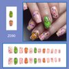 Christmas Press on Nails Medium Length Square Fake Nails with Glitter Design Full Cover Acrylic Nails Winter Monster False Nails with Designs Cute Xmas Artificial Nails Nail Decorations for Women