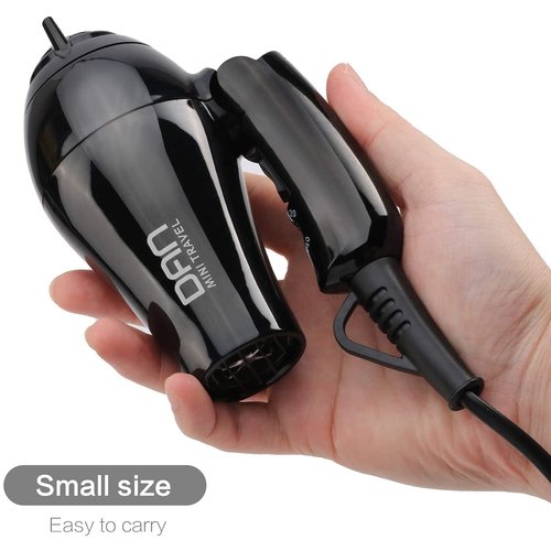 Dan Technology Compact Hair Dryer,Travel Hair Dryer,Portable Mini Blow Dryer with Concentrator&Diffuser,Hair Dryer with European Plug