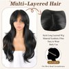 Mayouda Black Layered Wig With Curtain Bangs For Women Butterfly Haircut Long Layered Wavy Hair Wig 26Inch Straight Wig Synthetic Heat Resistant Wigs for Daily Party Use (26Inch, Natural Black#)