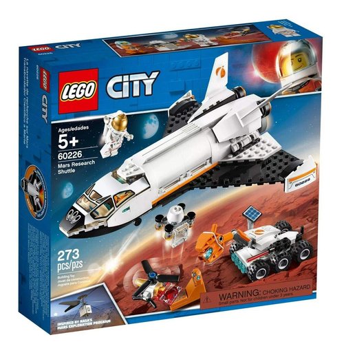 Lego City Space Mars Research Shuttle 60226 Space Shuttle Toy Building Kit with Mars Rover & Astronaut Minifigures, Top Stem Toy for Boys & Girls (273piece), 1 Lb