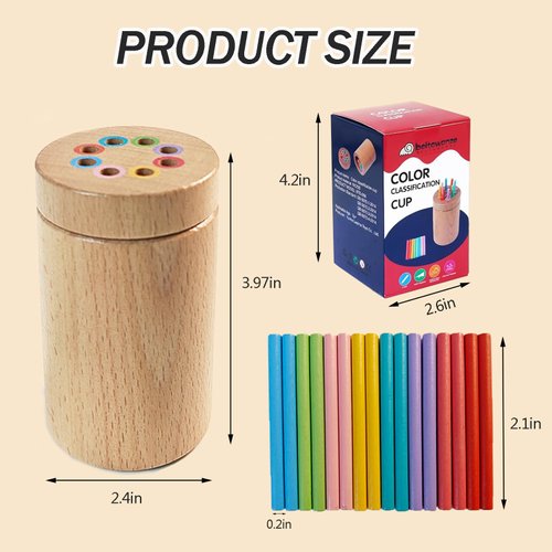 Weesdsio Montessori Toys for 3+ Year Old Boys Girls, Wooden Learning Color Sorting Toys for Toddlers Fine Motor Skills Sensory Toys for Toddlers Sensory Toys Travel Game Birthday for Boys Girls