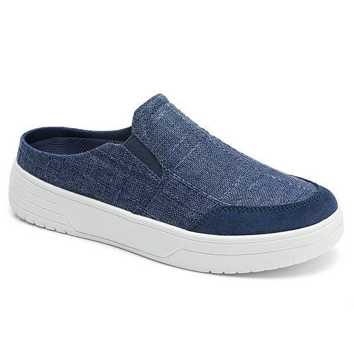 TIDU Canvas Loafer for Women, Plantar Fasciitis Slippers for Metatarsalgia, Arch Support Shoes for Diabetic Bunions Blue Size 11