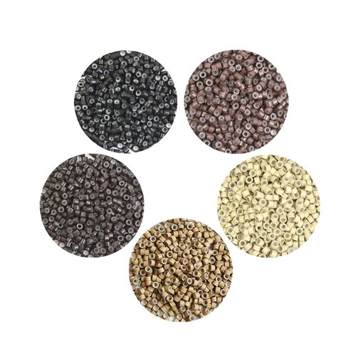 500 Pcs 4mm Silicone Lined Micro Links Rings Beads for I Tip Hair Extensions Feather Extensions (Dark Brown)