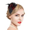 Gangel 1920s Flapper Headband Great Feather Hair Clip Roaring 20s Headpiece Vintage Flower Hairband Harlem Nights Prom Headbands for Women (black)