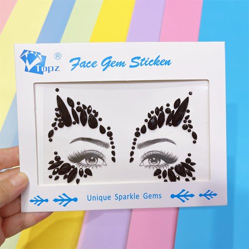 blacknight Face Jewels rave face gems stick on face tattoo bindi sticker eye makeup Body Jewelry women decal Rhinestone Temporary tattoo adhesive stickers for face halloween
