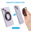 Rimyam Magnetic Phone Ring Holder for MagSafe Removable Finger Ring Grip Kickstand Cellphone Stand Mag Safe Accessories for iPhone16/15/14/13/12 Series Black