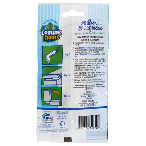 COMPAC HOME Compac’s Stabilizers T Bumpers, Lock Place, Keeps Children, Elderly, Disabled Safe from Slipping Off Shaking, Moving or Wobbly Toilet Seat (1 Set), White, 1 Count (Pack of 1)