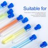 Teenitor 50 Pack Clear Plastic Test Tubes with Blue Caps, 13×78mm, Great for Halloween Party