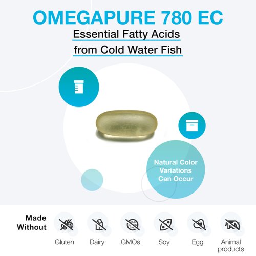 XYMOGEN OmegaPure 780 EC - Alaskan IFOS Five-Star Certified Omega 3 Fish Oil - EPA DHA Fish Oil Supplement- Supports Joint Health, Cardiovascular and Brain Health (120 Enteric-Coated Softgels)