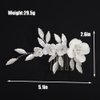 Rumtock White Flower with Silver Leaf Pearl Hair Comb for Women Wedding Bridal Handmade Small Side Headpiece