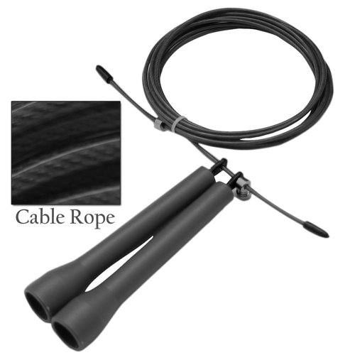 DA VINCI Black Ultra Speed 10 Ft Adjustable Cable Jump Rope, Super Fast for Double Unders