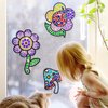 atydkug Window Suncatcher Gemstone Sticker Craft Kits for Kids - Diamond 6 Sheets Flowers Gem Art Painting Kits by Numbers for Girl, Birthday Party Supplies Gifts for 6 7 8 9 10 11 12 Year Old