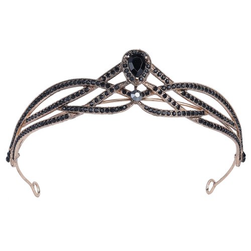 HEWEICSY Black Crown for Women,Baroque Queen Crown Tiara for Women,Black Vintage Tiara for Wedding Tiara Crown for Girls,Costume Hair Accessories for Birthday Prom Cosplay Halloween
