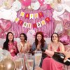Pink Happy Birthday Decorations Set with Happy Birthday Banner and Confetti Balloons,Glitter Fringe Curtains,Star and Heart Birthday Balloons，Hanging Swirls for Women Party Supplies