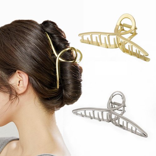 MirthCity 2 Pcs Big Metal Hair Claw Clips for Thick Hair Elegant Banana Hair Clips for Women Non-Slip Barrette Hair Clips Hair Accessories for Women Girls