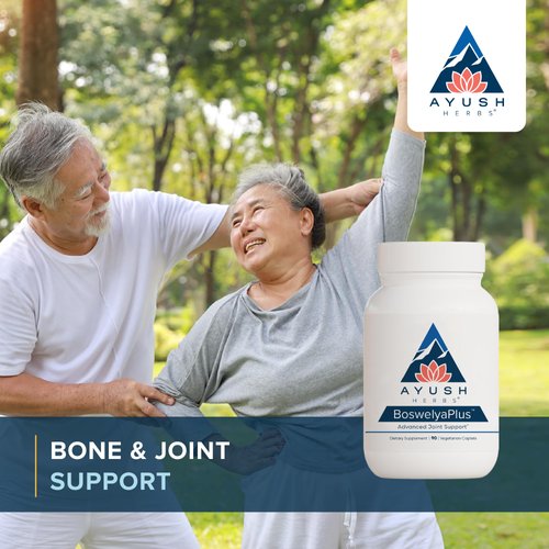 Ayush Herbs Boswelya Plus, Ayurvedic Muscle and Joint-Support Supplement, Natural Herbal Boswellia and Turmeric Supplement, 90 Vegetarian Caplets