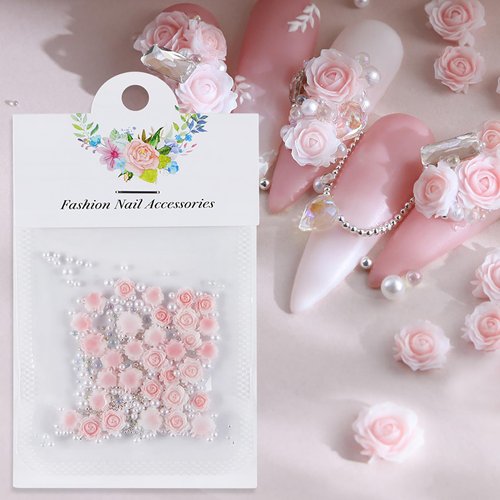 3D Flowers Nail Art Charms Resin Rose Manicure Accessories for Women and Girls Nail Decoration Wedding Party DIY Craft Supplies 30Pcs