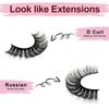 SONAFEEL False Eyelashes Russian Strip Lashes D Curl Wispy Mink Lashes 18mm 10Pairs Curly Lashes Natural Look Like Extensions Reusable Pestaas Postizas