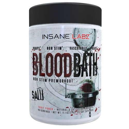 Insane Labz Saw® Bloodbath, Non-Stim Pump Pre Workout Powder with Nitrosigine­®, OxyGold­™, Agmatine Sulfate, L-Citrulline and Betainne Anhydrous, 40 Srvgs (Fruit Punch)