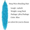 24inch Ocean Wave Braiding Hair Extensions 3packs Long Deep Curly Wave Braid Hair Synthetic Twist Ripple Crochet Deep Wave Braids Hair for Women 100g/pack(24",Blue)
