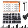 HELIFOUNER 1280 Pieces Button Head Socket Cap Screw Bolts, Flat Washers and Nuts Assortment Kit, 10.9 Grade Alloy Steel, Full Thread (M2 M3 M4 M5)