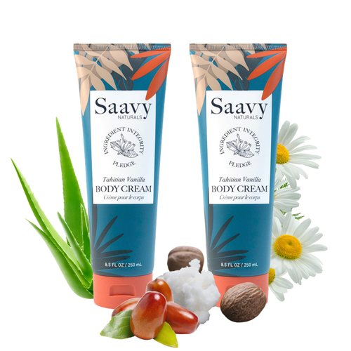 Saavy Naturals Tahitian Vanilla Body Cream for Men &amp; Women, Absorbent Shea Butter Vegan Formula, ...