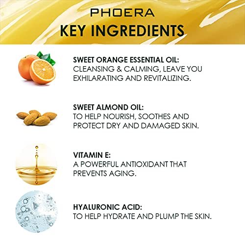 Phoera Makeup Remover Cleansing Balm with Sweet Orange Essential Oil Makeup Meltaway Cleansing Balm (45g Balm)