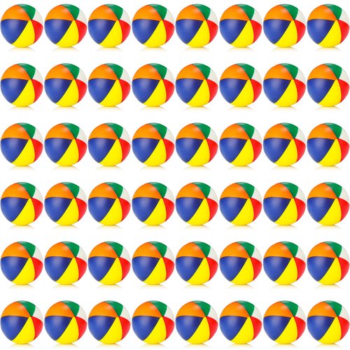 Jerify 48pcs Mini Beach Balls 2.5 Inch Rainbow Beach Stress Balls Small Pool Balls Beach Stress Relief Toys for Summer Birthday Beach Hawaiian Party Favors Water Pool Games (Classic Color)