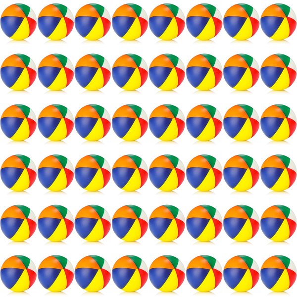 Jerify 48pcs Mini Beach Balls 2.5 Inch Rainbow Beach Stress Balls Small Pool Balls Beach Stress Relief Toys for Summer Birthday Beach Hawaiian Party Favors Water Pool Games (Classic Color)