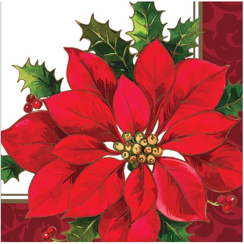 Creative Converting Christmastime Beverage Napkins, Red/Green/White