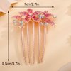 Missgrace Boho Simple Luxury Glitter Sparkly Flower Pink Crystal Rhinestones Hair Side Combs Hairpins Barrettes Bride Hair Clips Accessories for Women Girls (Pink)