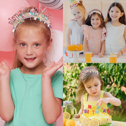 Canitor Princess Headband for Women Girls - Crown Tiara Happy Birthday Party Decorations Dress Up Gifts 4-6