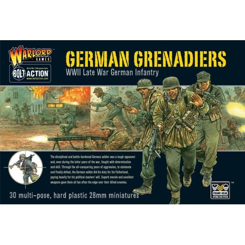 WarLord Bolt Action German Grenadiers Late War Infantry 1:56 WWII Military Wargaming Figures Plastic Model Kit, Small