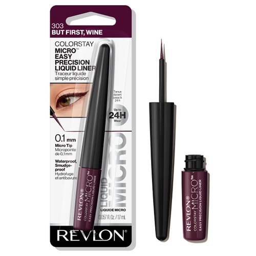 REVLON ColorStay Micro Easy Precision Liquid Eyeliner, Waterproof, Smudgeproof, Longwearing with Micro Felt Tip, 303 But First, Wine, 0.057 fl. oz