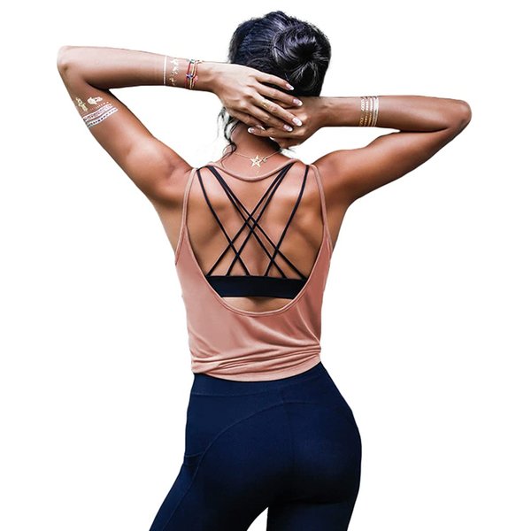 OYANUS Womens Summer Workout Tops Sexy Backless Yoga Shirts Loose Open Back Running Sports Tank Tops Cute Muscle Tank Sleeveless Gym Fitness Quick Dry Activewear Clothes for Juniors Cameo S