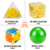 OnlyGeniusMindCanSolve 4in1 Puzzle Cubes Gift Set- 4 * 36 Challenges Big Sized 3D Maze Cube, 3D Rolling Ball Maze Cube, Pyramid Puzzle Cube, Premium Brain Twister Leisure Cube for Kids and Adults