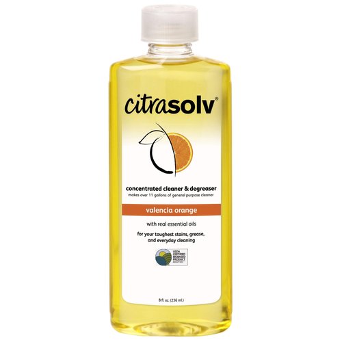 Citra Solv Concentrated Cleaner & Degreaser, Deodorizer, Home & Outdoor, Adhesive Remover, Paint Thinner, Natural Orange Oil, Valencia Orange 8 Fl Oz