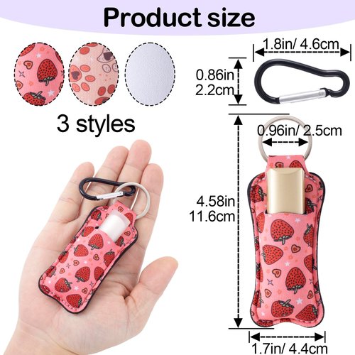 STSTR 3PCS Lip Balm Holder, Colorful Chapstick Key Chain, Mini Keychain Holder for Lipstick Lip Balm Lip Gloss with Clip, 4.58 Inch Cute Lip Gloss Organizer